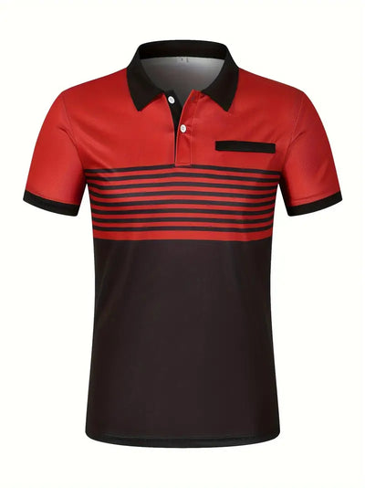 Men’s Polo Shirt - Slim Fit - Striped Design - Short Sleeve Casual Wear