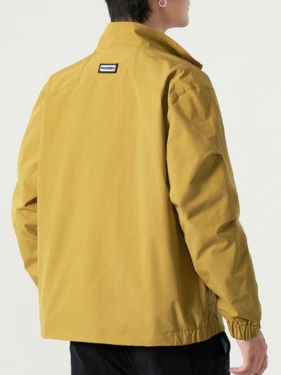 Men’s Casual Jacket - Stand-Up Collar - Full Zip & Button Closure - Adjustable Cuffs