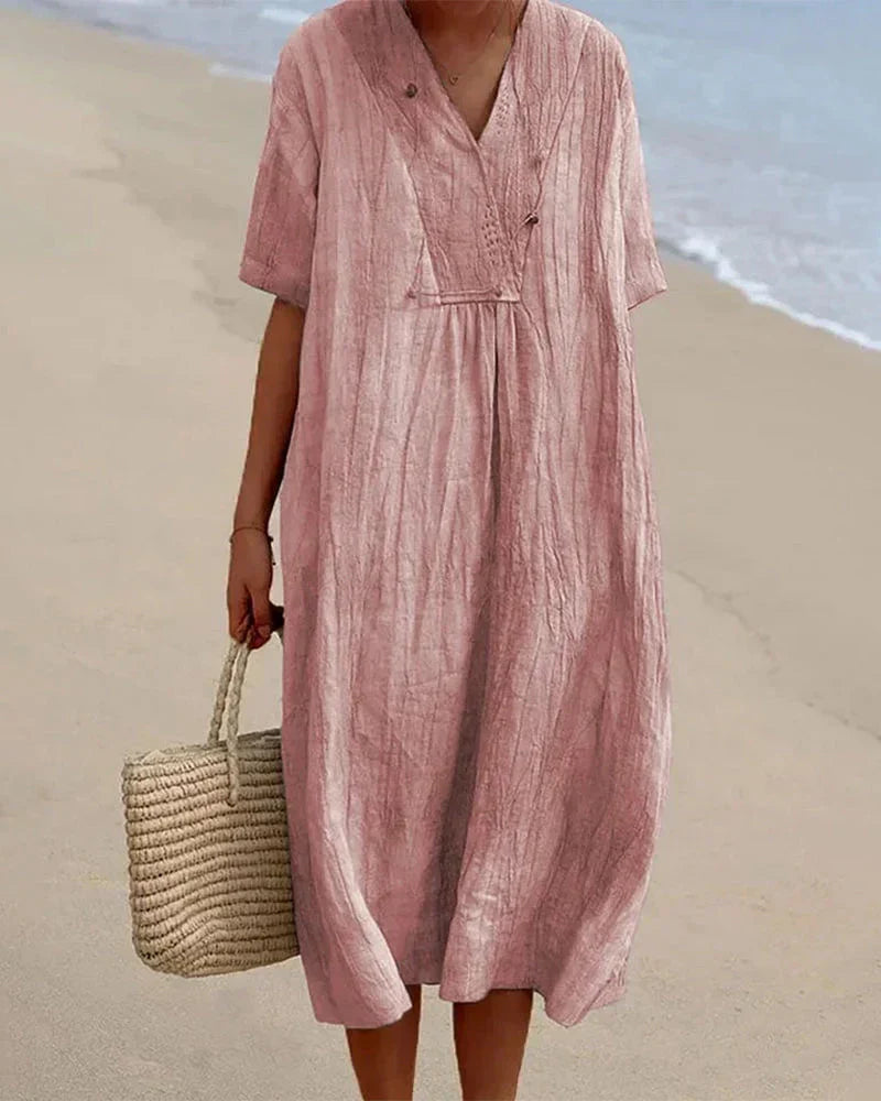 Elegant Women's Summer Dress - Mid Sleeve - MIdi Length