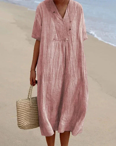Elegant Women's Summer Dress - Mid Sleeve - MIdi Length