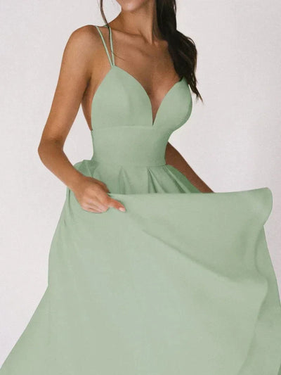 Women's A-Line Dress - Crisscross Back - Sleeveless Fitted Bodice - Flowing Midi Skirt