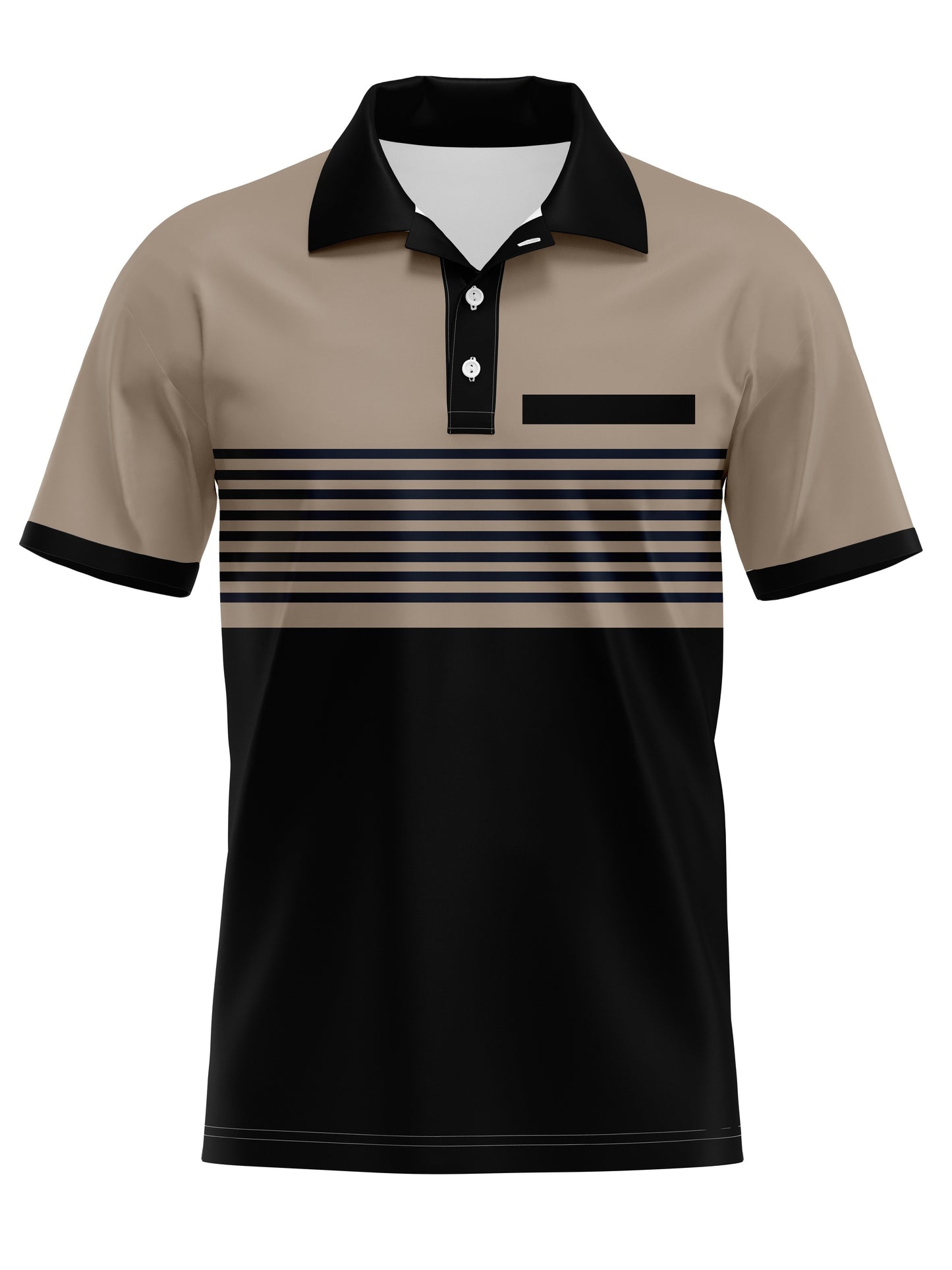 Men's Polo Shirt - Slim Fit - Short Sleeve - Striped Chest Design - Buttoned Placket