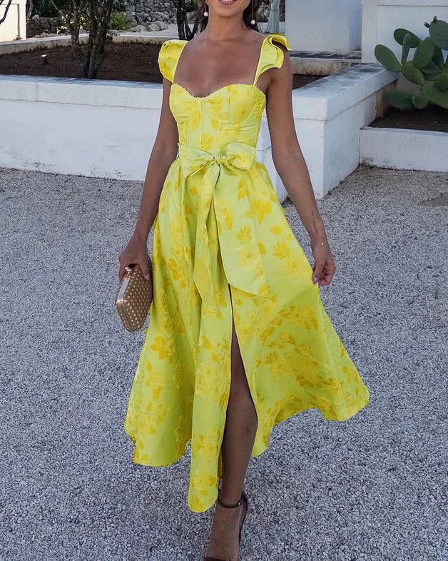 Butterfly Sleeve Printed Dress - Lightweight, All-Season, Stylish Fit