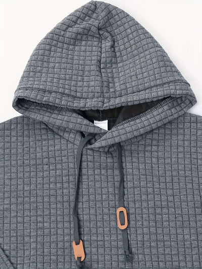 Men’s Quilted Hoodie - Regular Fit - Pullover Style - Drawstring Hood Casual Wear