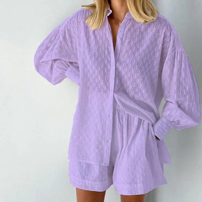 Linen Shirt and Shorts Set for Women - Casual and Breathable Outfit