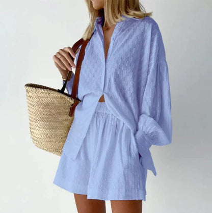 Linen Shirt and Shorts Set for Women - Casual and Breathable Outfit