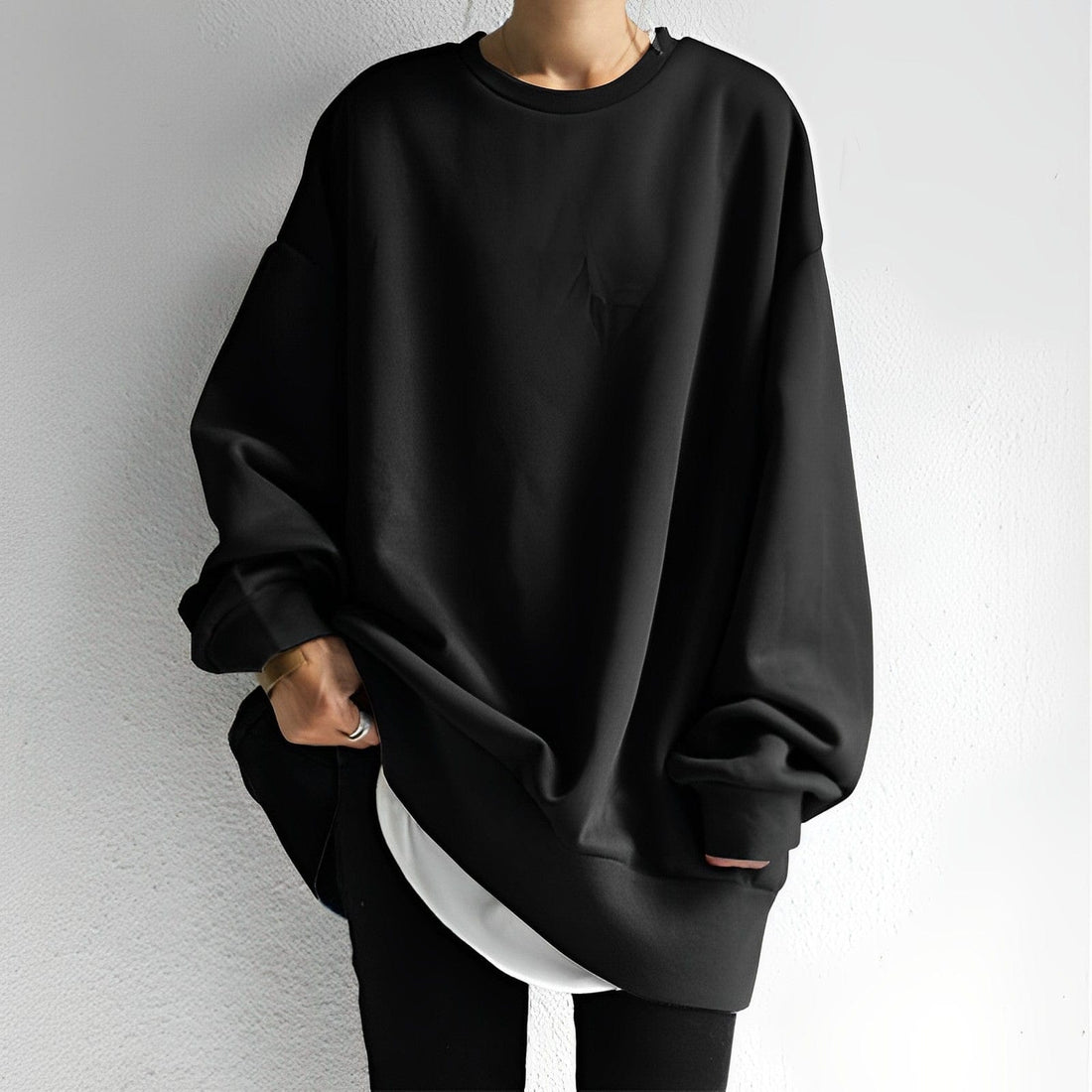 Federica - dames oversized pullover sweatshirt met ronde hals