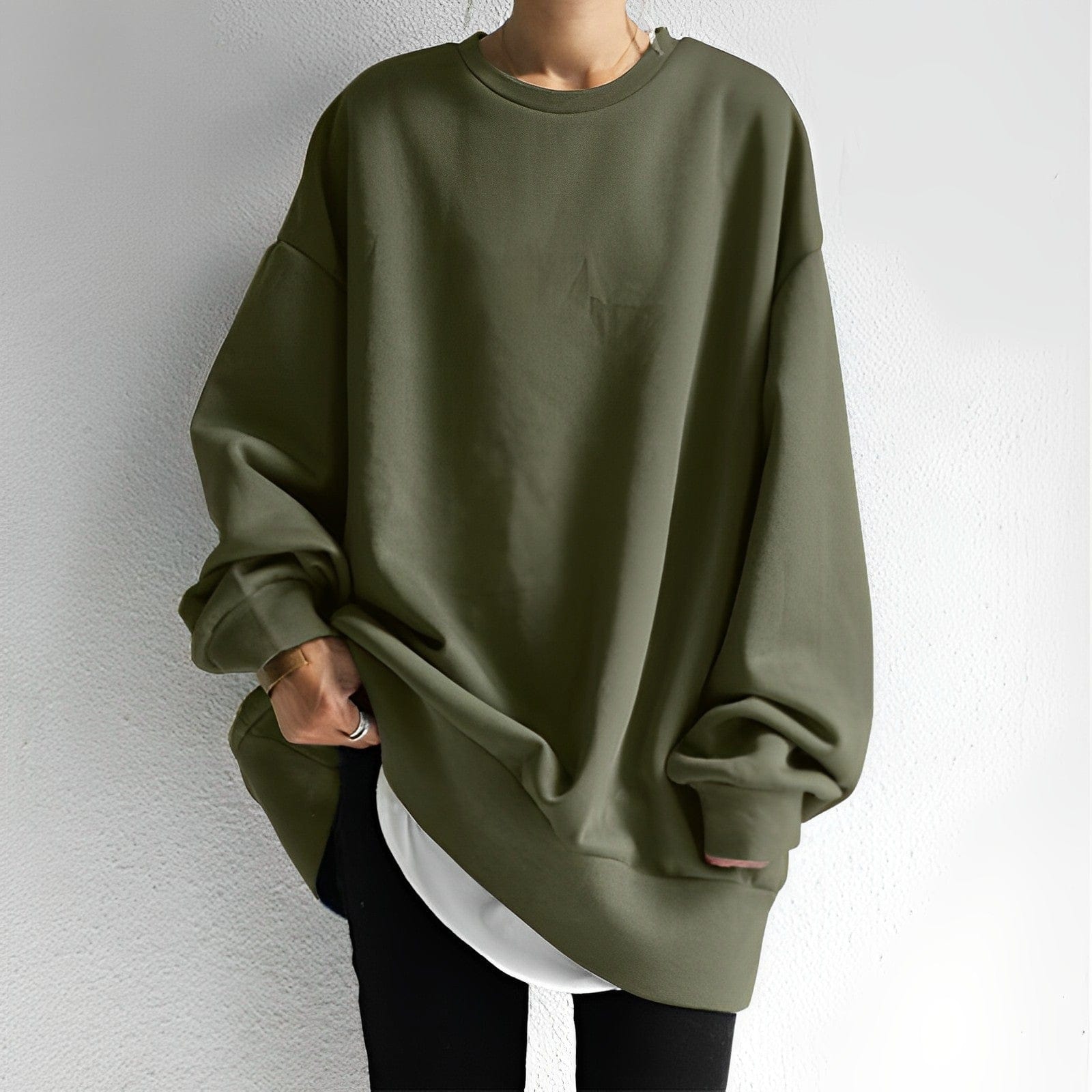 Federica - dames oversized pullover sweatshirt met ronde hals