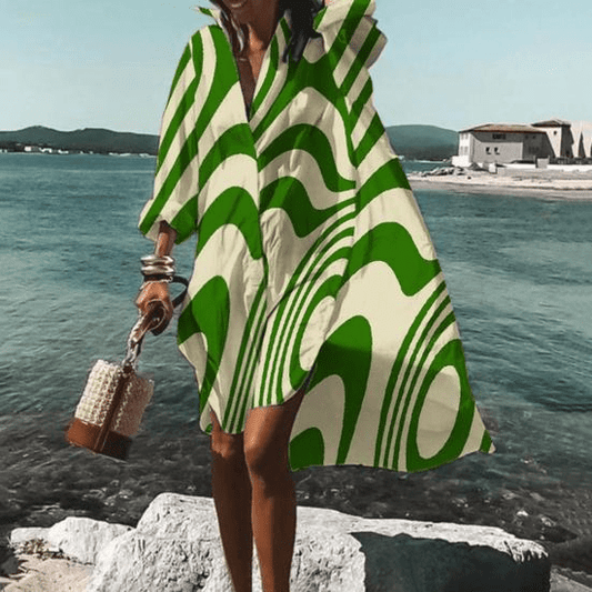 Women's Dress - Loose Fit - Knee-Length - Long Sleeve Flowy Casual Wear
