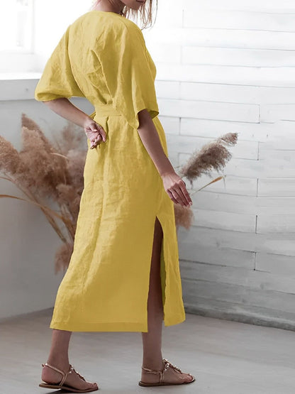 Wrap Dress with V-Neckline and Belt - Chic, Lightweight, and All-Season Wear