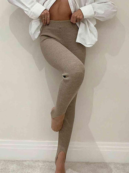 Ribbed Mid-Waist Leggings for Women