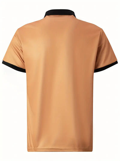 Men’s Polo Shirt - Regular Fit - Contrast Collar & Cuffs - Striped Chest Design
