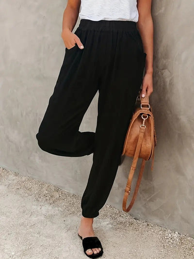 Women's Jogger Trousers - Elastic Waistband - Lightweight Casual Loungewear