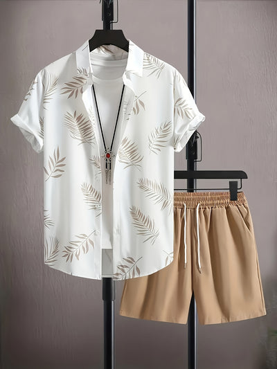 Tropical leaf two-piece outfit for men