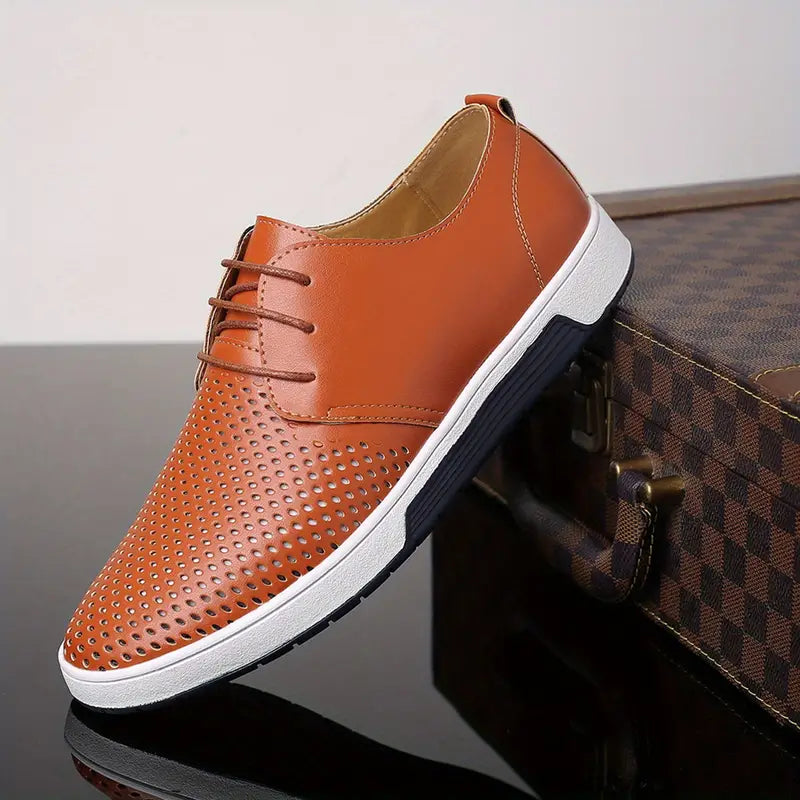 Men’s Casual Shoes - Lace-Up - Breathable Perforated Design - Comfortable Sole