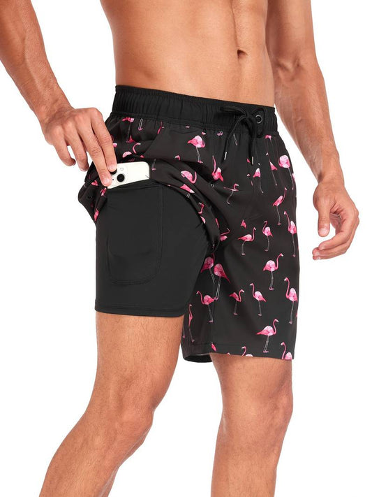 Men’s Beach Shorts – Relaxed Fit – Quick-Dry Breathable Blend – Inner Liner – Pockets