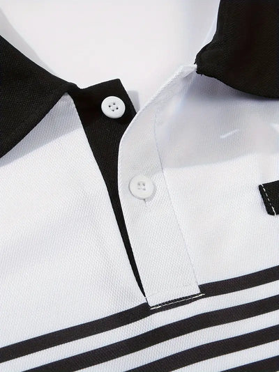 Men’s Polo Shirt - Slim Fit - Striped Design - Short Sleeve Casual Wear