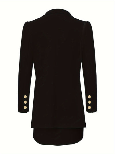 Women's Blazer - Double-Breasted Tailored Fit - Gold Button Detailing - Formal Wear