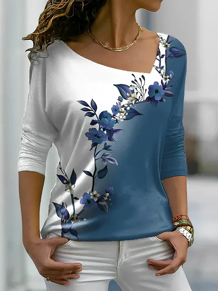 Women's Floral Contrast Short-Sleeve T-Shirt