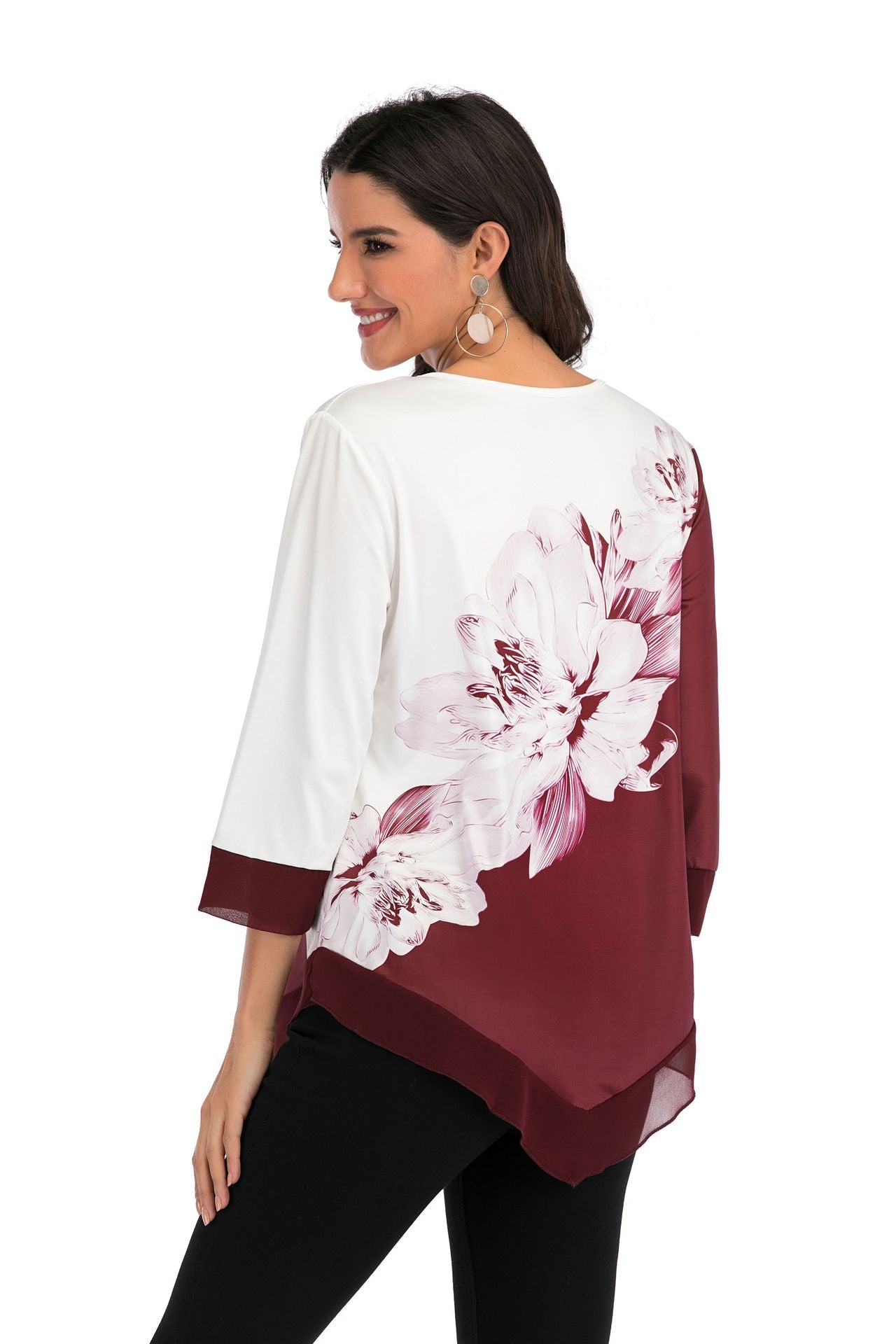 Women's Loose-Fit Blouse with Asymmetrical Hem