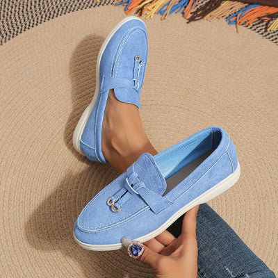 Women’s Slip-On Loafers – Woven Fabric – Decorative Lace – Casual Comfort Fit