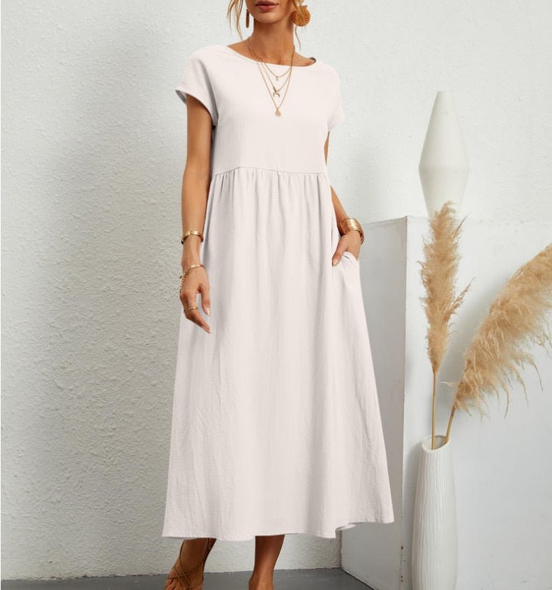 Lightweight Summer Dress for Women - Casual Sleeveless Midi Dress