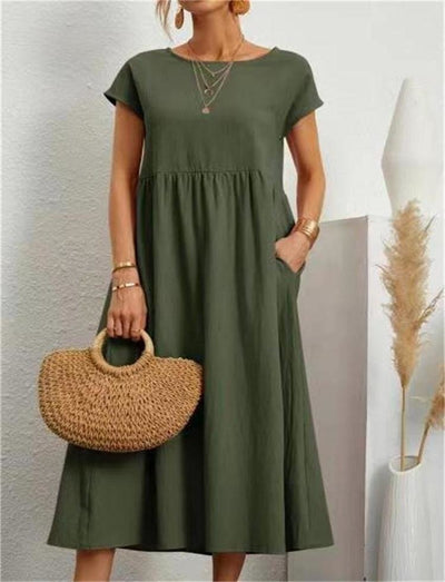 Lightweight Summer Dress for Women - Casual Sleeveless Midi Dress