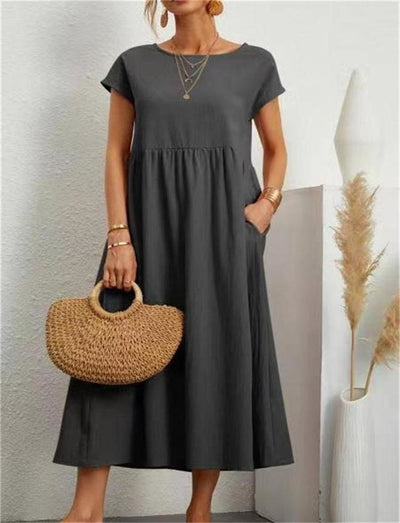 Lightweight Summer Dress for Women - Casual Sleeveless Midi Dress