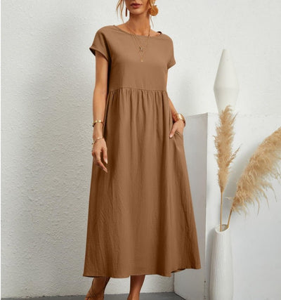 Lightweight Summer Dress for Women - Casual Sleeveless Midi Dress