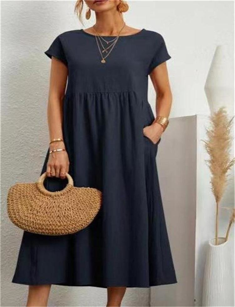 Lightweight Summer Dress for Women - Casual Sleeveless Midi Dress