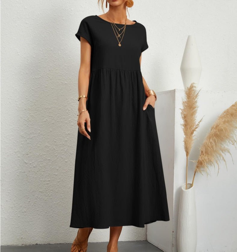 Lightweight Summer Dress for Women - Casual Sleeveless Midi Dress