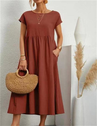 Lightweight Summer Dress for Women - Casual Sleeveless Midi Dress