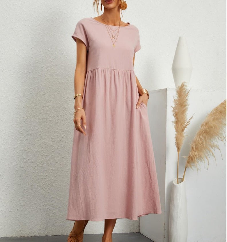 Lightweight Summer Dress for Women - Casual Sleeveless Midi Dress