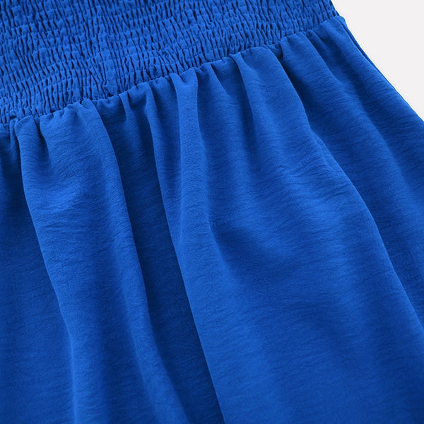 Women's Maxi Dress - Halter Neck - Smocked Bodice - Tie Waist - Flowy Ruffle Hem