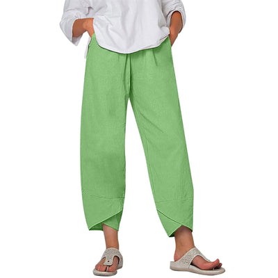 Women's Culottes - Wide Leg - Cropped Length - Elastic Waist - Lightweight Fabric