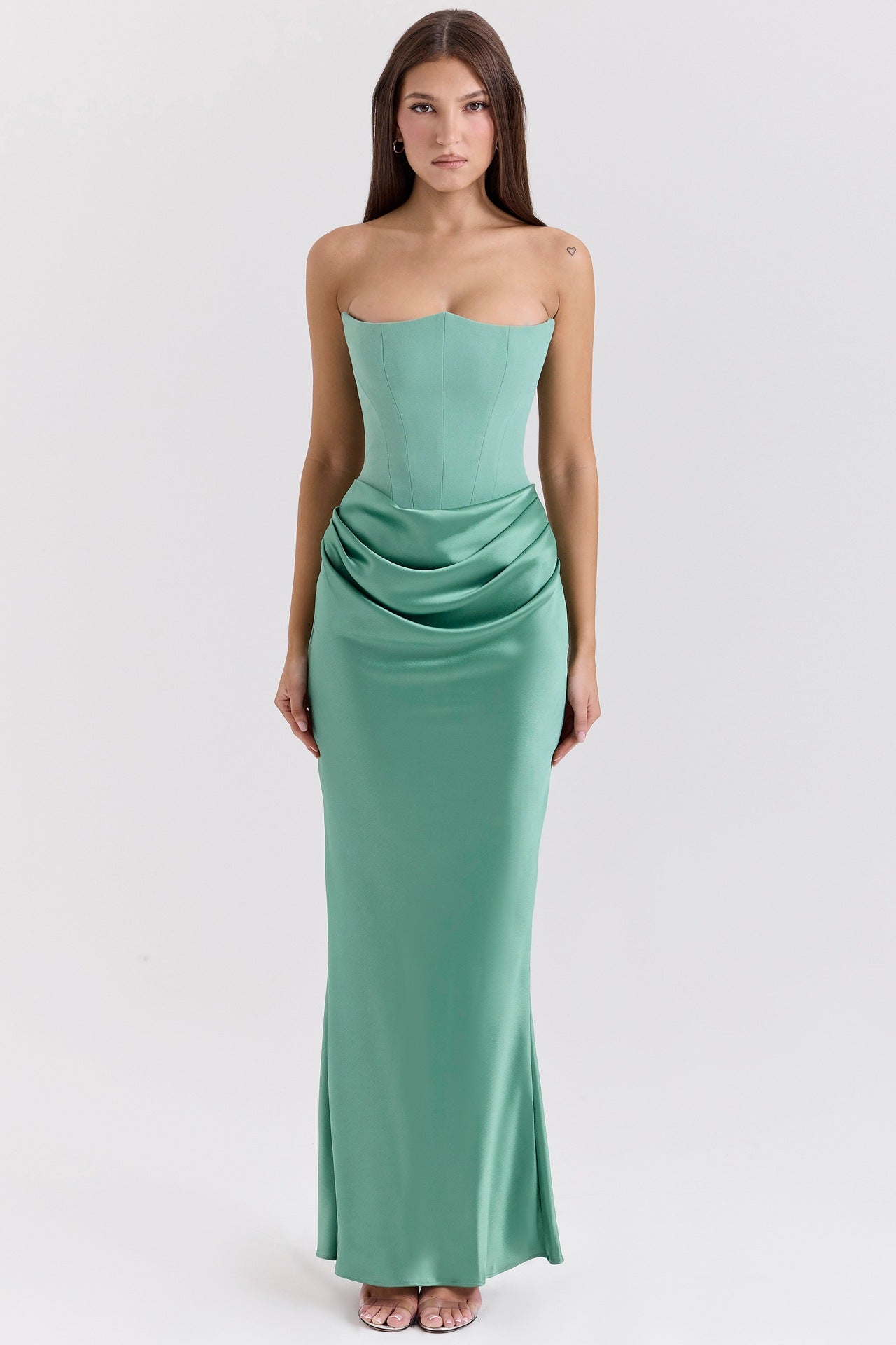 Women’s Evening Dress – Strapless Satin – Mermaid Fit – Full Length Formal Gown