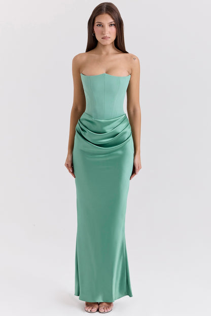 Women’s Evening Dress – Strapless Satin – Mermaid Fit – Full Length Formal Gown