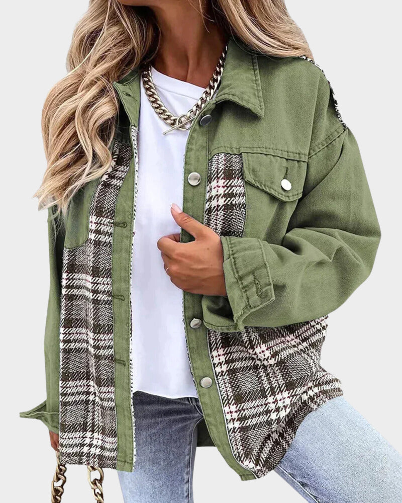 Women's casual plaid jacket