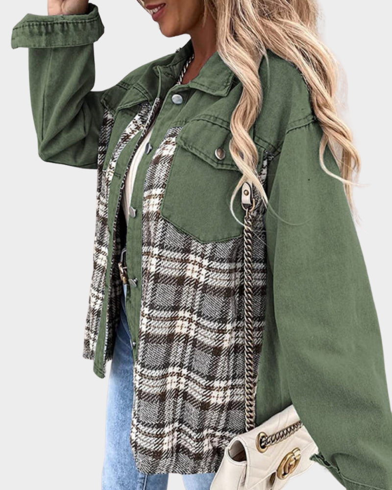 Women's casual plaid jacket