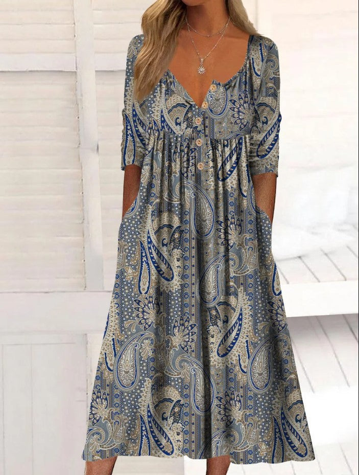 Women's Button-Up Midi Dress – Casual & Chic
