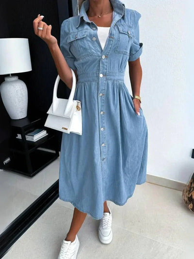 Trendy Denim Dress | Stylish Elegant Design | Versatile Cotton Outfit