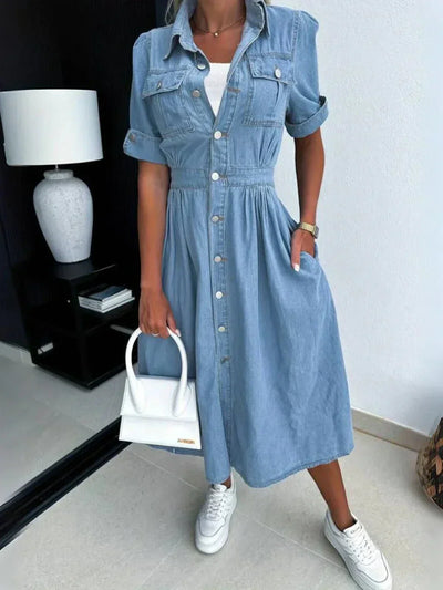 Trendy Denim Dress | Stylish Elegant Design | Versatile Cotton Outfit