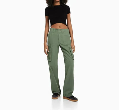 Women's Cargo Pants - Wide Leg - Relaxed Fit - Functional Pockets - Casual Wear