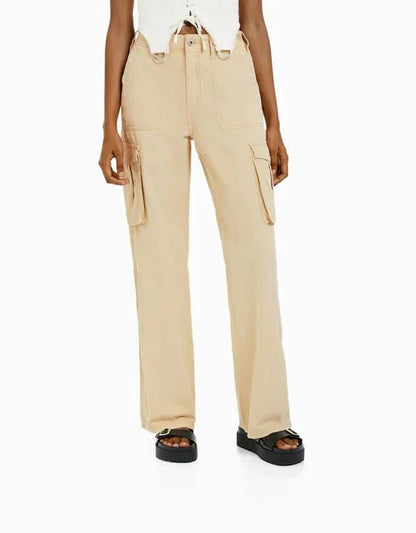 Women's Cargo Pants - Wide Leg - Relaxed Fit - Functional Pockets - Casual Wear