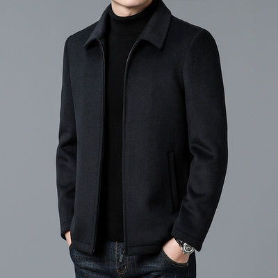 Men’s Jacket – Wool Blend – Tailored Fit – Hip Length – Zipper Closure – Minimalist Design