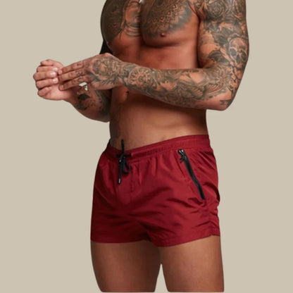 Men’s Swim Trunks – Slim Fit – Quick-Dry Breathable Blend – Elastic Waist – Zip Pockets