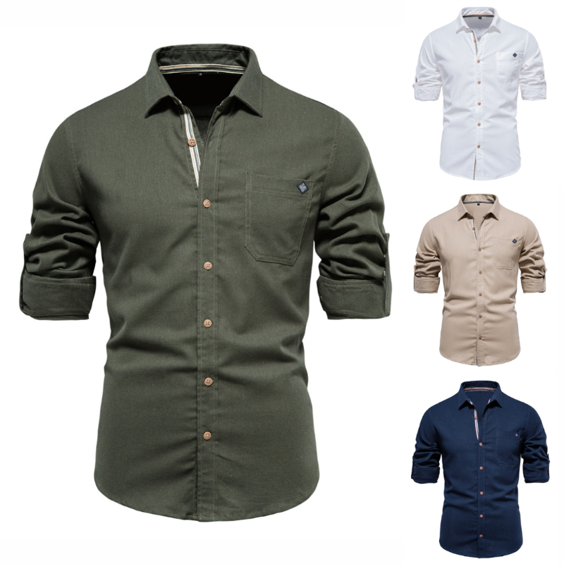 Slim fit button-down shirt for men