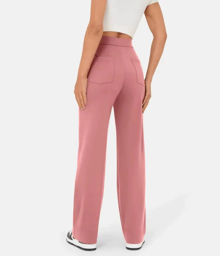 High waisted casual trousers with buttons for women