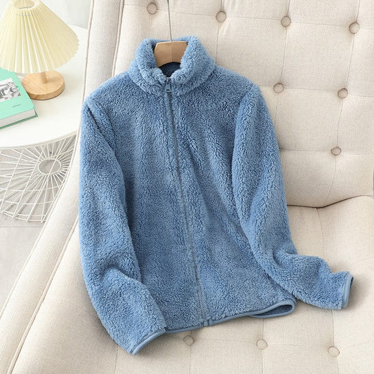 Women's fleece cardigan with refined zip