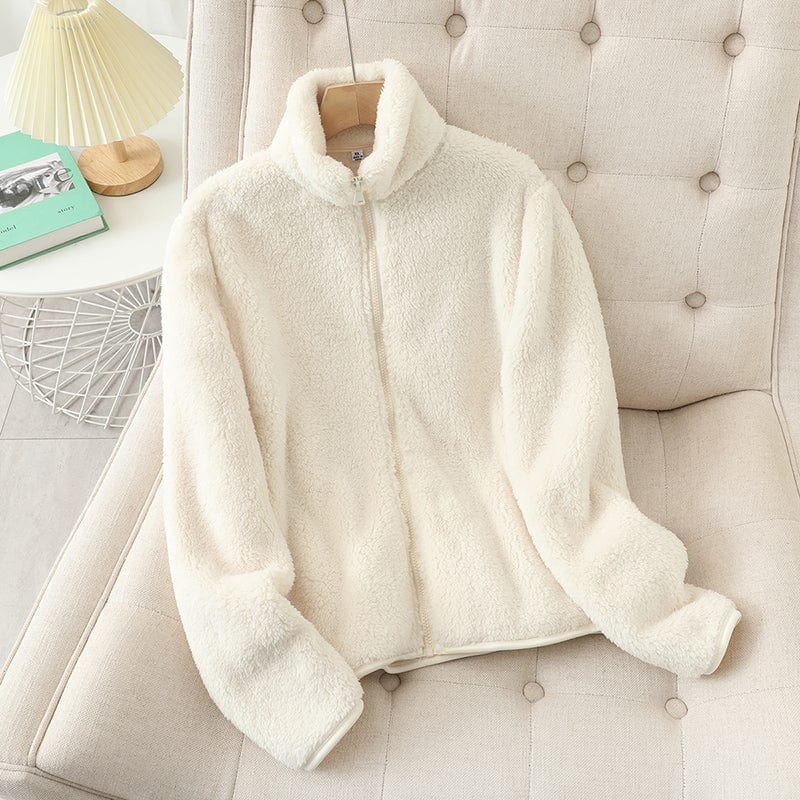 Women's fleece cardigan with refined zip